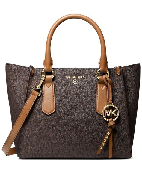 michael michael kors signature kris medium satchel|Michael Kors opened satchel purse.